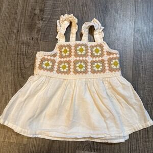 Haute Hippie Infant Girls Tank Dress Crochet Granny Square 24 Months Adjustable
